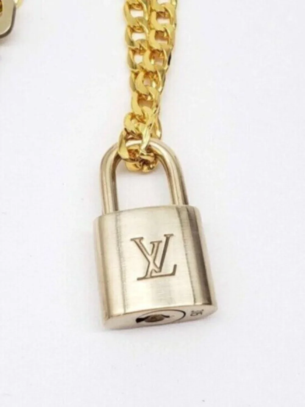 Authentic Louis Vuitton Lock & Key w/ 18k Gold Plated Chain Necklace - Picture 6 of 12